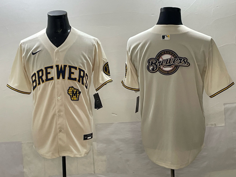 Men Milwaukee Brewers blank cream Nike MLB 2025 Jersey 005->milwaukee brewers->MLB Jersey